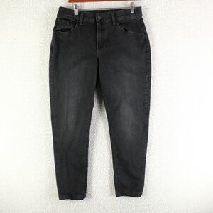 Mott & Bow Jeans Womens 30 Black Boyfriend Tapered Cropped Stretch Denim 28L